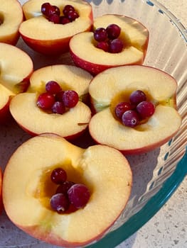 Concept of tasty food with baked apple