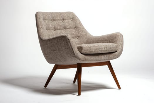 A contemporary accent chair featuring a unique design with a comfy seat and elegant wooden legs, ideal for enhancing decor.