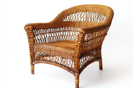 This beautifully crafted rattan chair showcases intricate weaving, ideal for enhancing home decor with a touch of elegance.