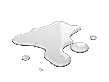 Clear water or gel splash with bubbles and scattered drops. Glossy, transparent liquid texture. Ideal for hydration, purity, or abstract design concepts. Isolated on white background.