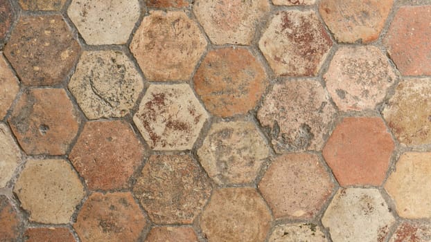 Hexagonal vintage antique beige tile in a french old manor Banner