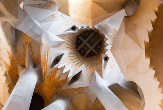 BARCELONA, SPAIN - DECEMBER 21, 2015 - Interior of Sagrada Familia, Antonio Gaudi's gothic cathedral