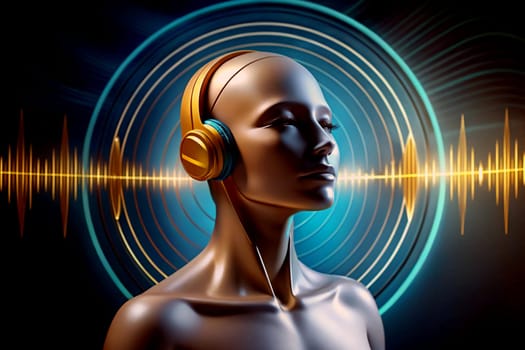 a pair of earphones joined by a band placed over the head, for listening to audio signals such as music or speech