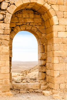 View of the ruined buildings in the ancient Nabataean city of Avdat, now a national Park, in the Negev Desert, Southern Israel