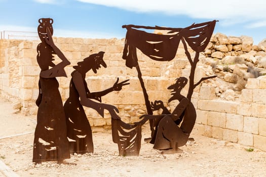 Metal sculptures in the Avdat National Park in the Negev Desert of Israel