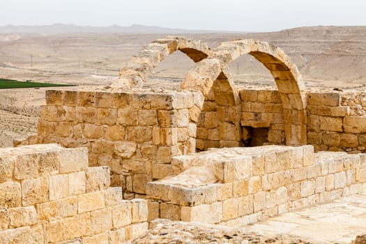 View of the ruined buildings in the ancient Nabataean city of Avdat, now a national Park, in the Negev Desert, Southern Israel