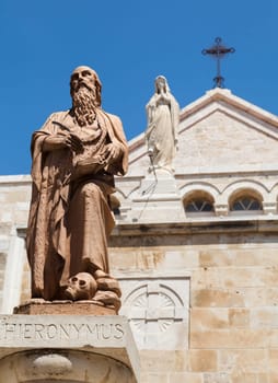 Sculpture of S.Hieronymus Church of the Holy Sepulch in Jerusalem