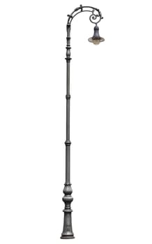 An old street lamppost isolated over white