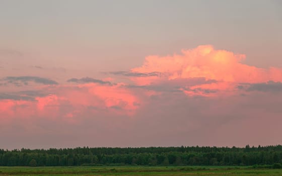 Beautiful sunset with a lake and sky in the background. High quality photo