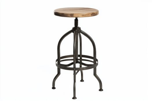This bar stool features a sturdy metal frame and an adjustable wooden seat, perfect for trendy kitchens or social spaces.