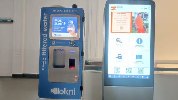 October 16 2024 Decin Czech Republic Europe Filtered water dispenser. High quality photo