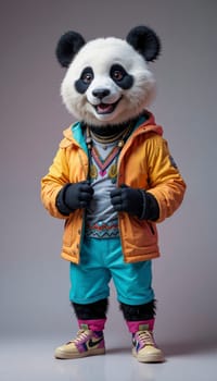 A cartoonish koala wearing a colorful suit and tie