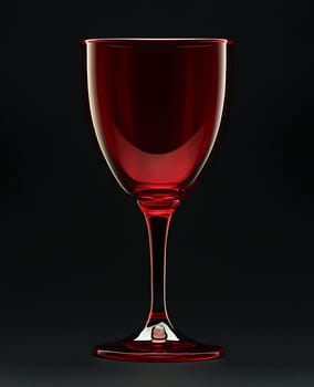 A vibrant red glass stands elegantly against a dark backdrop, showcasing its smooth curves and sophisticated design.