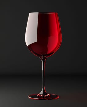 A crystal-clear glass filled with vibrant red wine stands elegantly against a black backdrop, showcasing its rich color and smooth contours.