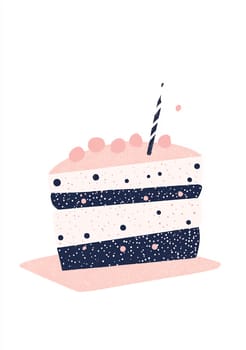 A colorful layered cake decorated with sprinkles and a candle, perfect for celebrations or special occasions.