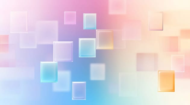 Soft pastel colors blend seamlessly as geometric shapes float across the canvas, creating a serene and artistic atmosphere.