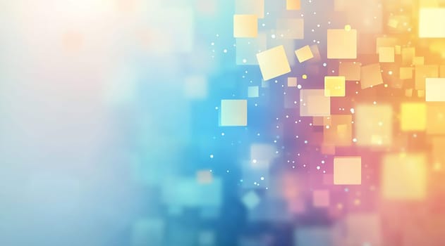 Vibrant geometric shapes float in a gradient background, creating a dynamic and modern atmosphere perfect for digital art.