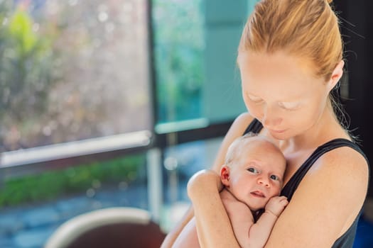 A mother lovingly embraces her newborn baby, holding them close to her chest. A tender moment of warmth, security, and deep maternal love, symbolizing bonding, comfort, and the unbreakable connection between mother and child.