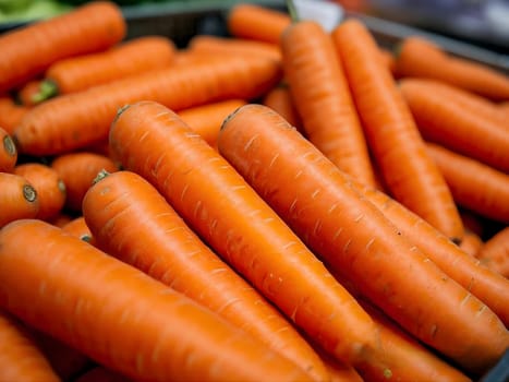 A vibrant assortment of fresh carrots and lemons showcased in baskets at a market. The close-up highlights their natural colors, making it perfect for themes around health, nutrition, and produce.