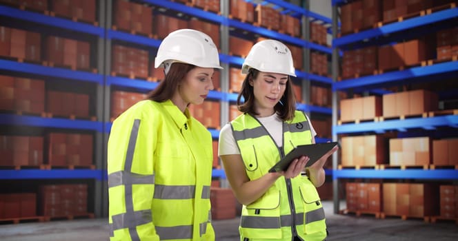 Warehouse Inspection and Inventory Management by Safety Inspector Using Tablet.