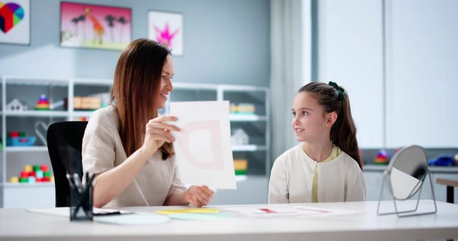 Child Speech Therapy: Woman Pathologist Helping Kids Improve Communication Skills