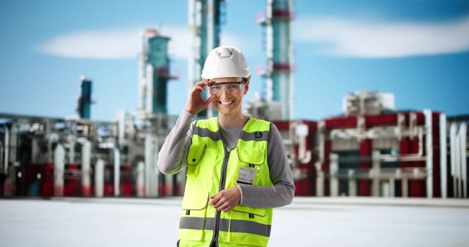 Dedicated Female Pipeline Technician in Oil and Gas Industry Refinery