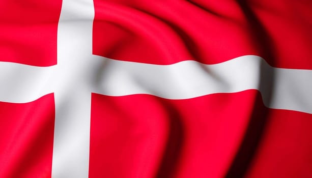 Denmark flag is depicted on a sports cloth fabric with many folds. Sport team banner