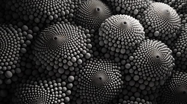 Abstract background with dotted fractal ornament and science styled cellular mesh. Generated AI.