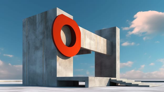 Abstract architecture surreal building. Dream scene with epic architectural abstraction under the blue sky. Generated AI