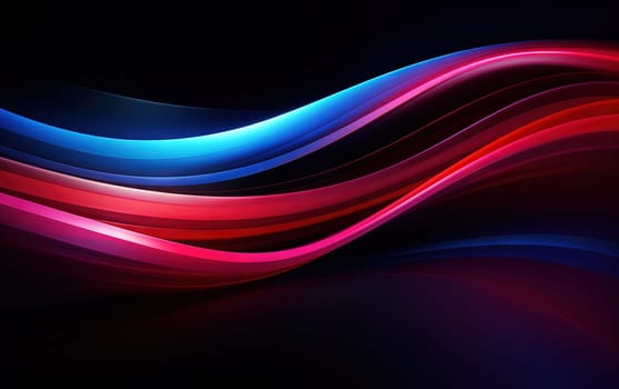 Vibrant abstract blue and red waveform with fluid motion and colorful gradients. Generated AI
