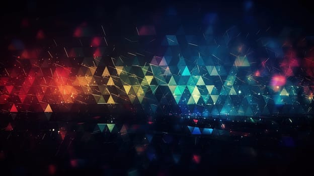 Abstract background with structure of neon triangles and technology style. Generated AI