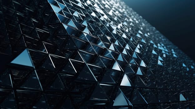 Abstract background with structure of neon triangles and technology style. Generated AI