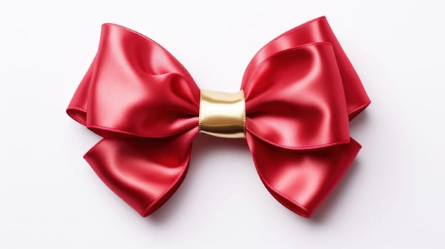 Red bow with ribbon isolated on white. Generated AI