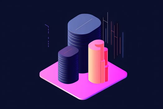 3D business graph with organized bars and information blocks. Abstract infographic element. Business growth and development to success concepts. Generated AI.