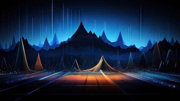 Abstract business graph in mountain style. Data connection concept element for business. Generated AI