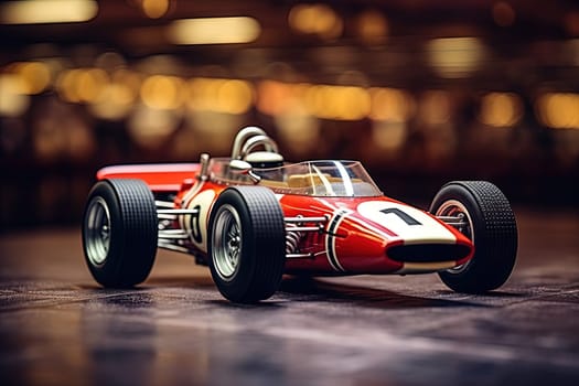 Retro racing car on the track. Vintage sport car championship. Generated AI