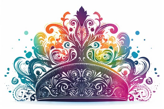 Colorful crown in the style of watercolor paint and ink splash or stroke. Generated AI