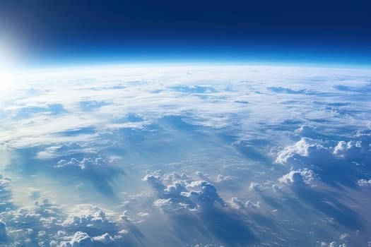 Earth horizon view from space. Satellite or plane view of the planet from stratosphere. Generated AI