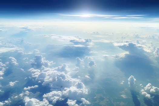 Earth horizon view from space. Satellite or plane view of the planet from stratosphere. Generated AI