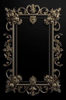 Golden art deco frame with ornament. Retro golden art deco or art nouveu frame in roaring 20s style. Generated AI