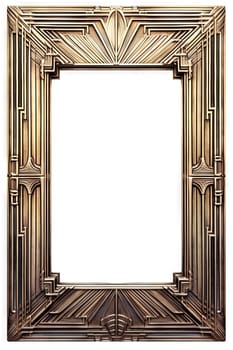 Golden art deco frame with ornament. Retro golden art deco or art nouveu frame in roaring 20s style. Generative AI