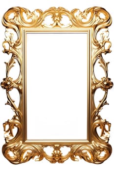 Golden ornamental frame in royal or empire style. Retro golden frame with vintage ornament. Generative AI