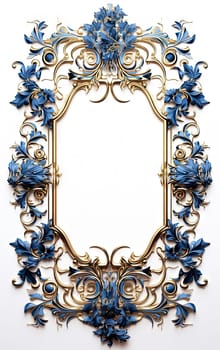 Golden ornamental frame in royal or empire style. Retro golden frame with vintage ornament. Generative AI
