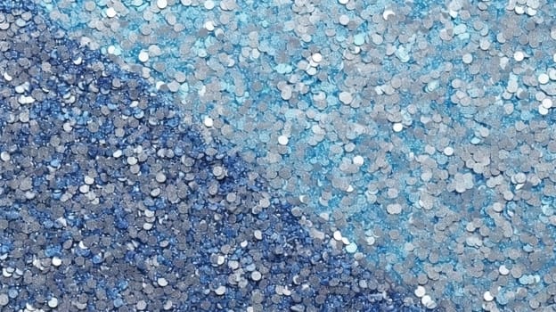 Abstract shiny background with blue glitter waves. Scattered confetti sparkles with light blue color. Generated AI