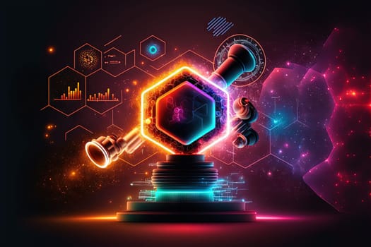 Scientific device for medical research in laboratory. Abstract microscope composition. Generated AI