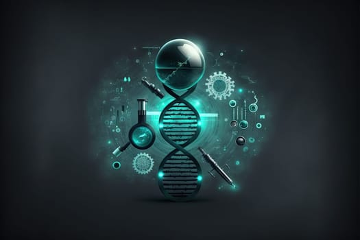 Scientific device for medical research in laboratory. Abstract microscope composition. Generated AI