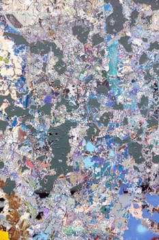 Abstract textured painting with layers of peeling paint in cool and warm tones. A visually striking background for creative concepts, digital design, and modern art applications.