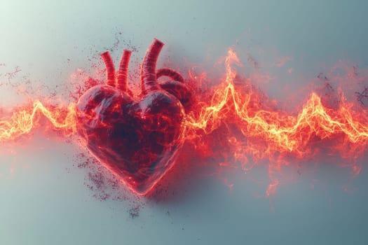 An artistic and creative depiction of a heart alongside a heartbeat, generating an energetic visual impact