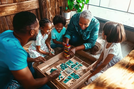 A joyful family gathering occurs around a fun game, where everyone bonds and creates beautiful memories together