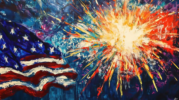 American flag. Independence Day holiday in the USA. Ai art